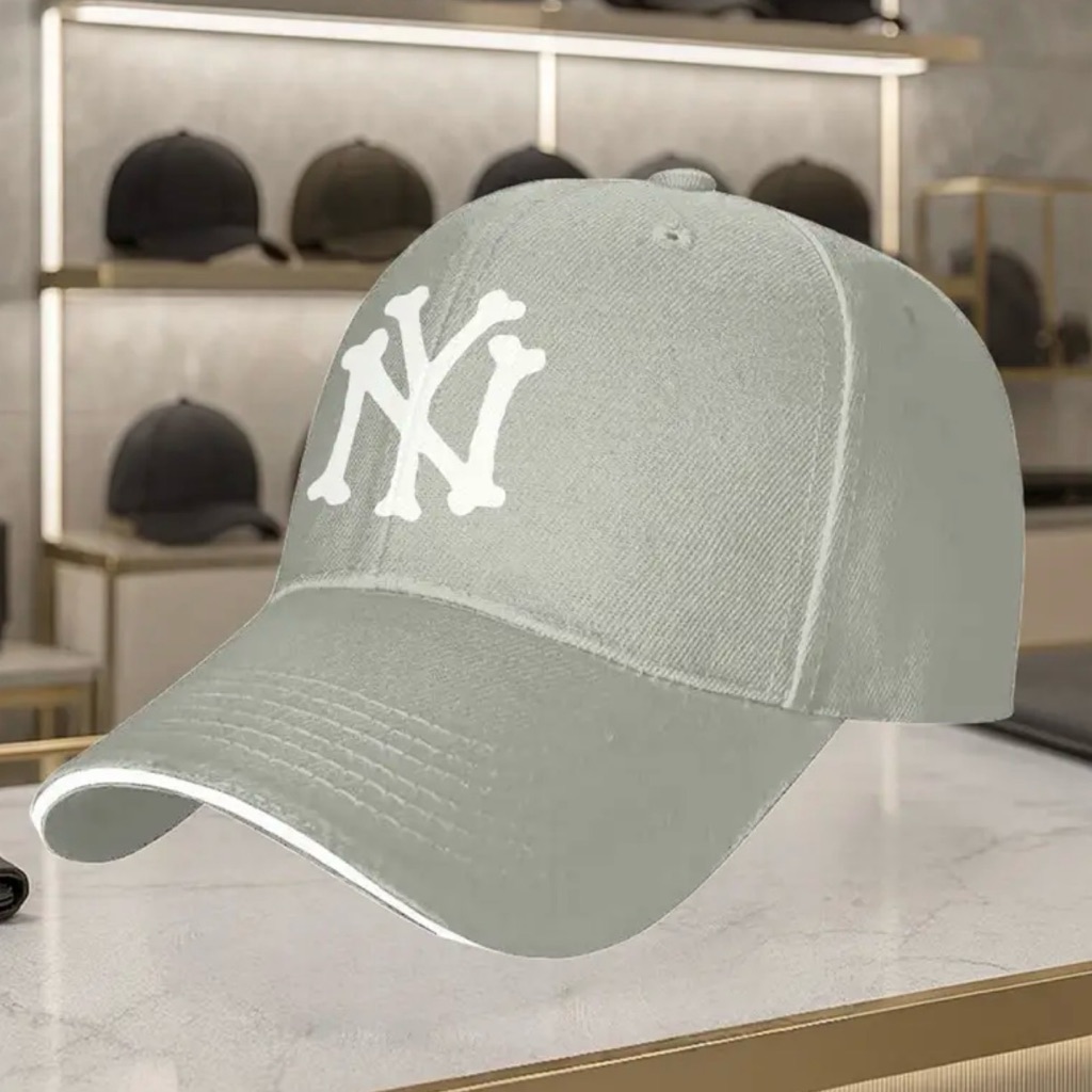 Gray Baseball Cap With White Logo